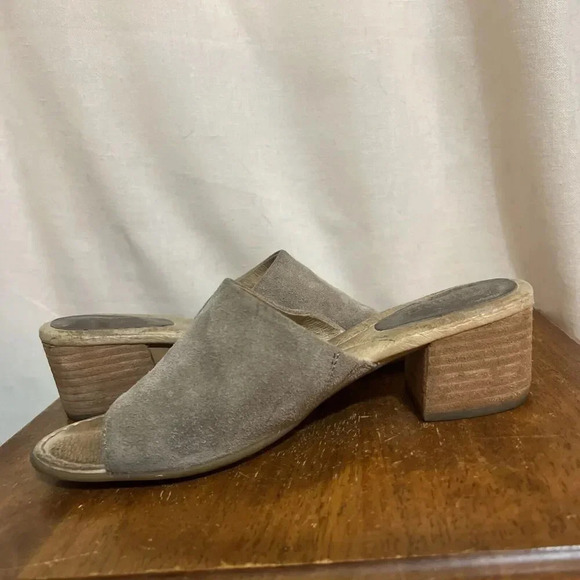 BORN Platform Slide Sandals Womens Size 7 Leather Suede Block Heel Open Toe Chic - Picture 8 of 11